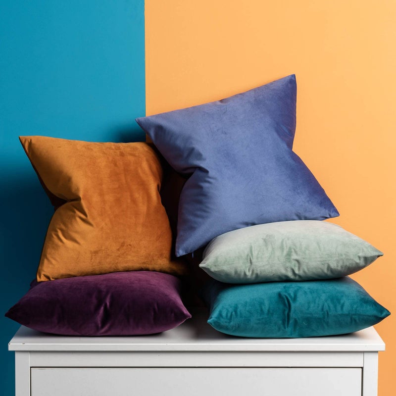 JUSPURBET Decorative 20x20 Pillow Covers Set of 2 Velvet Throw Pillow Covers for Couch Sofa Bed Soft Cushion Covers Cases with Hidden Zipper for Living Room Home,Peacock Blue - Image 4